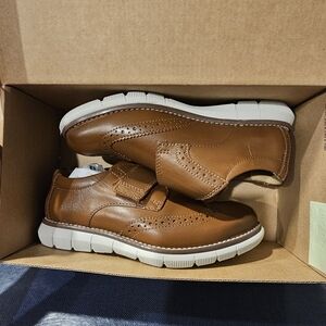 Johnston & Murphy Tan Kids Dress Shoes with Velcro